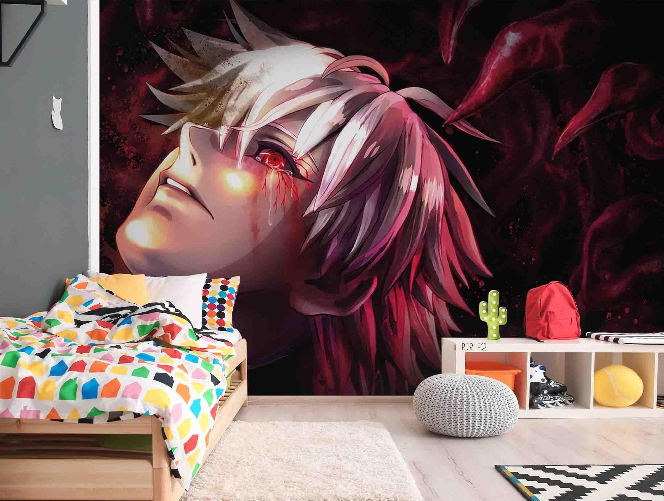 3D Sad Anime Boy sad anime boy portrait mural wall mural wallpaper for teen room