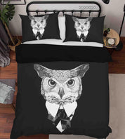 3D Hand Drawn Animal Black Owl Quilt Cover Set Bedding Set Duvet Cover Pillowcases 122 LQH- Jess Art Decoration