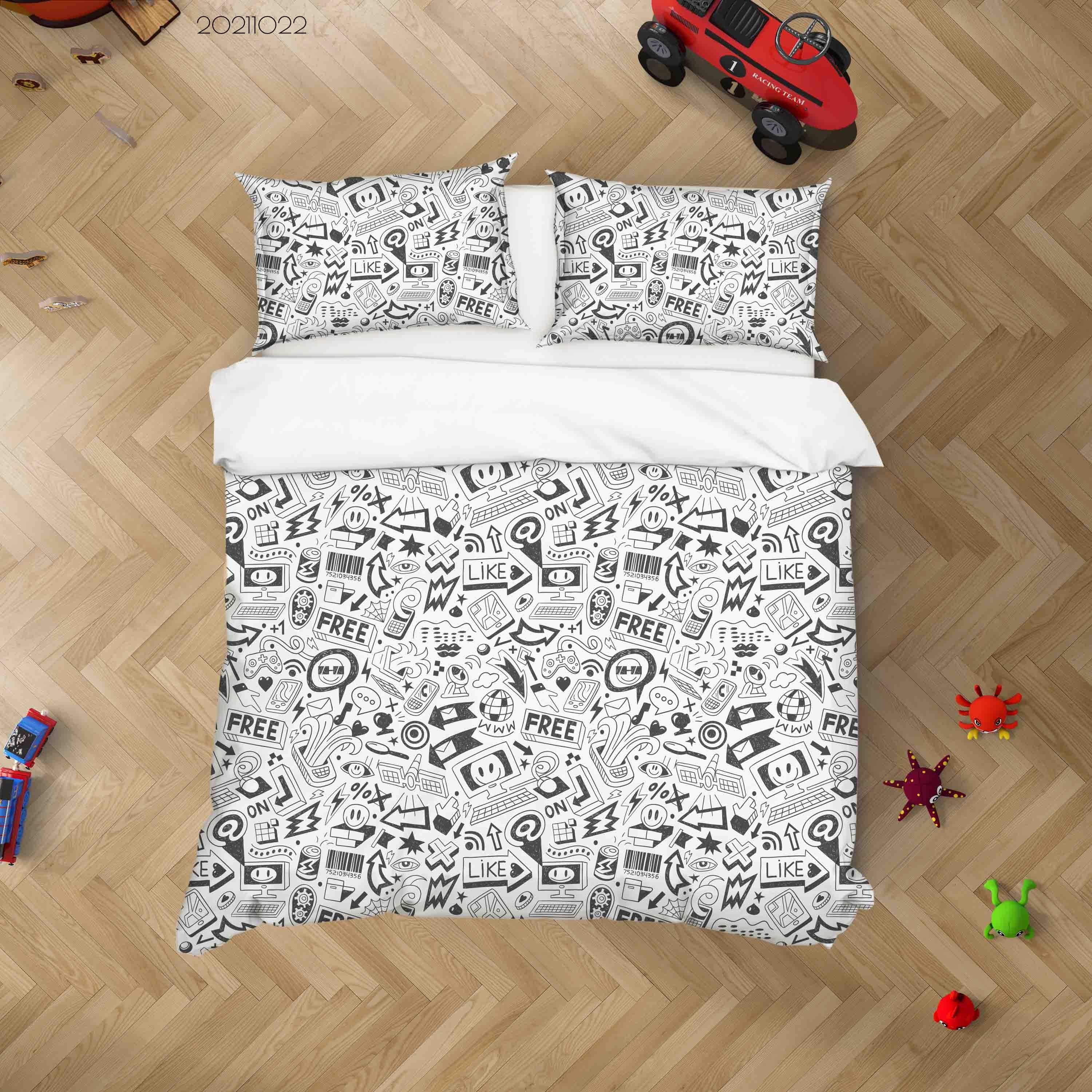 3D Abstract Art Graffiti Quilt Cover Set Bedding Set Duvet Cover Pillowcases 76- Jess Art Decoration