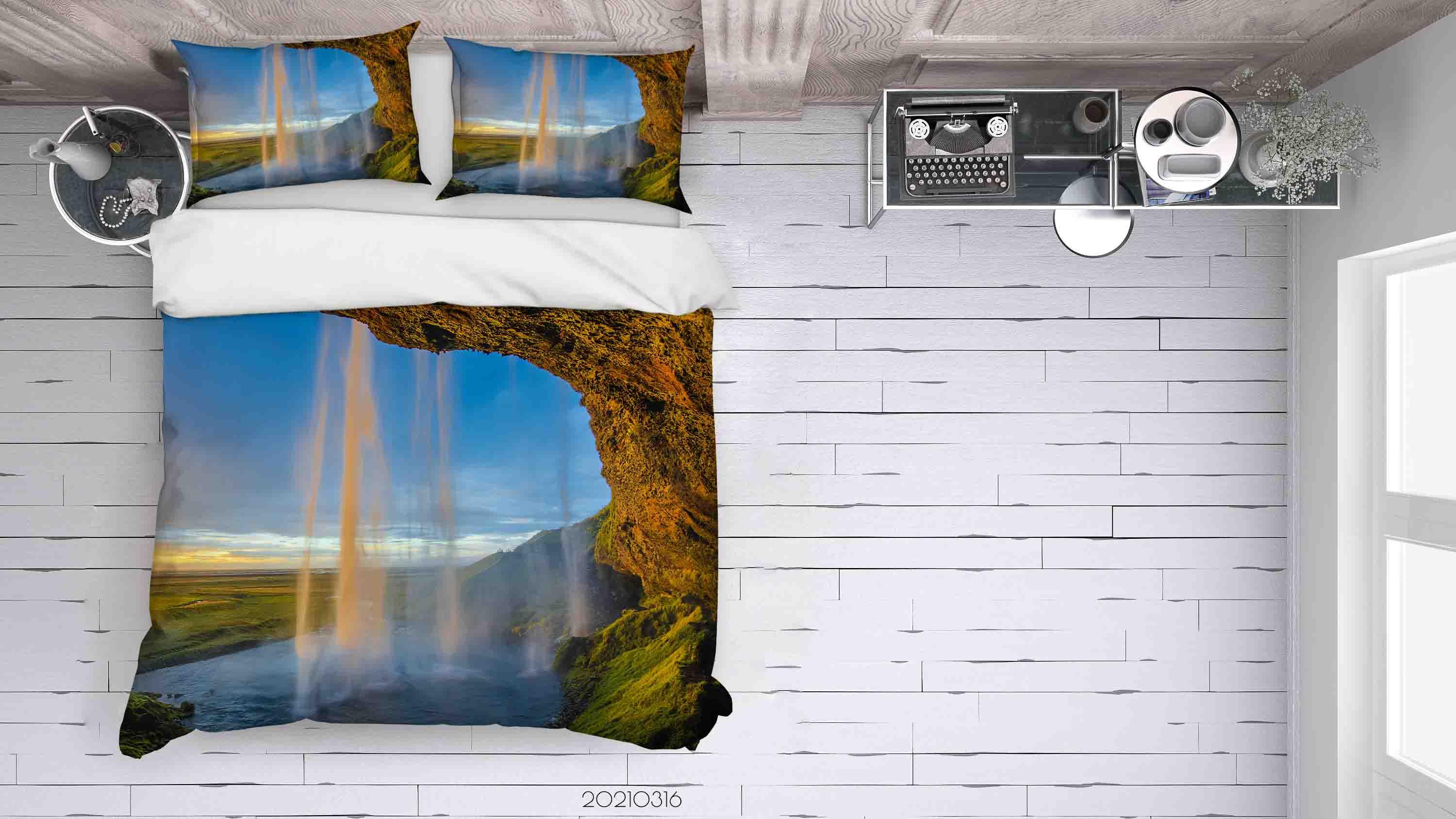 3D Waterfall Nature Landscape Quilt Cover Set Bedding Set Duvet Cover Pillowcases 203- Jess Art Decoration