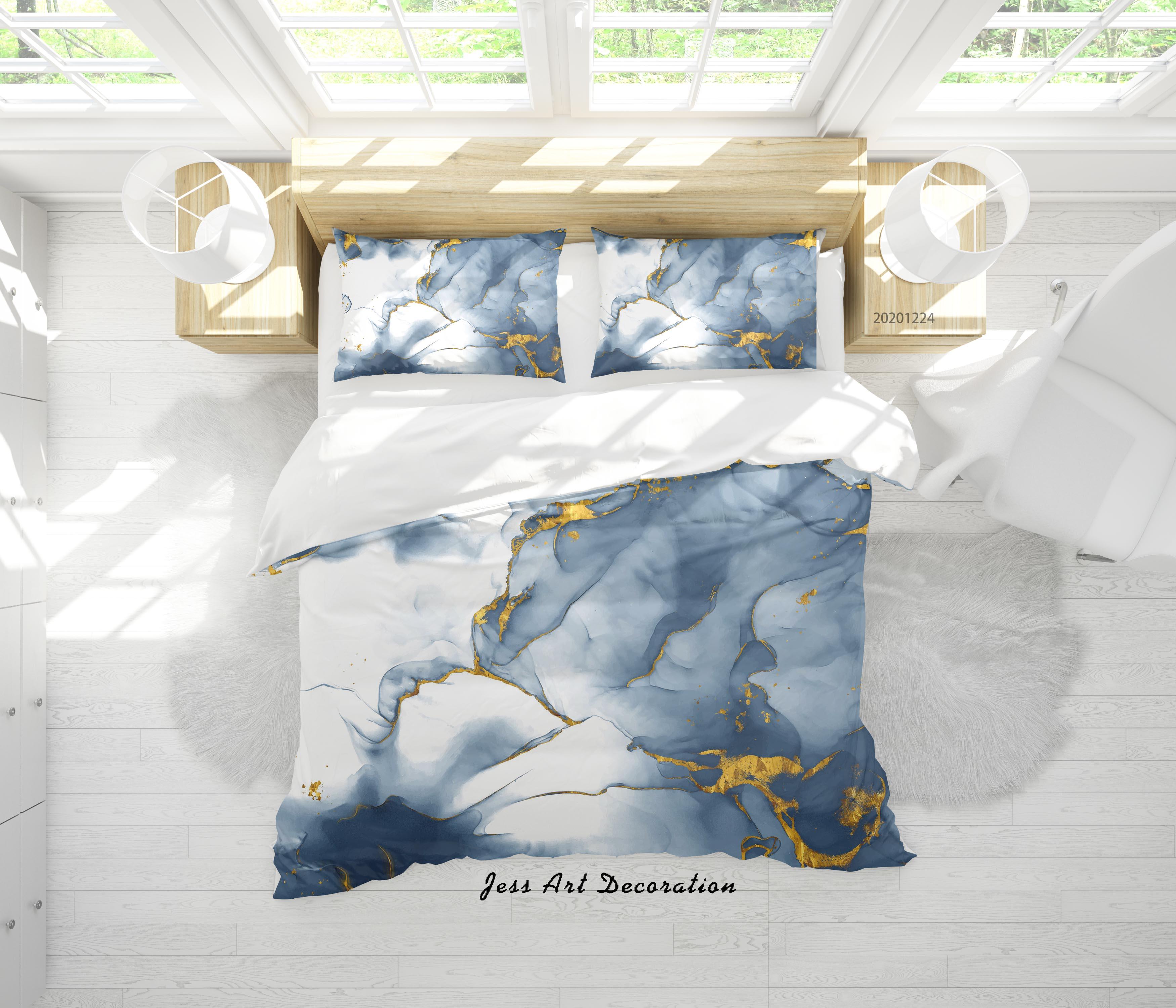 3D Watercolor Grey Marble Texture Quilt Cover Set Bedding Set Duvet Cover Pillowcases 36 LQH- Jess Art Decoration