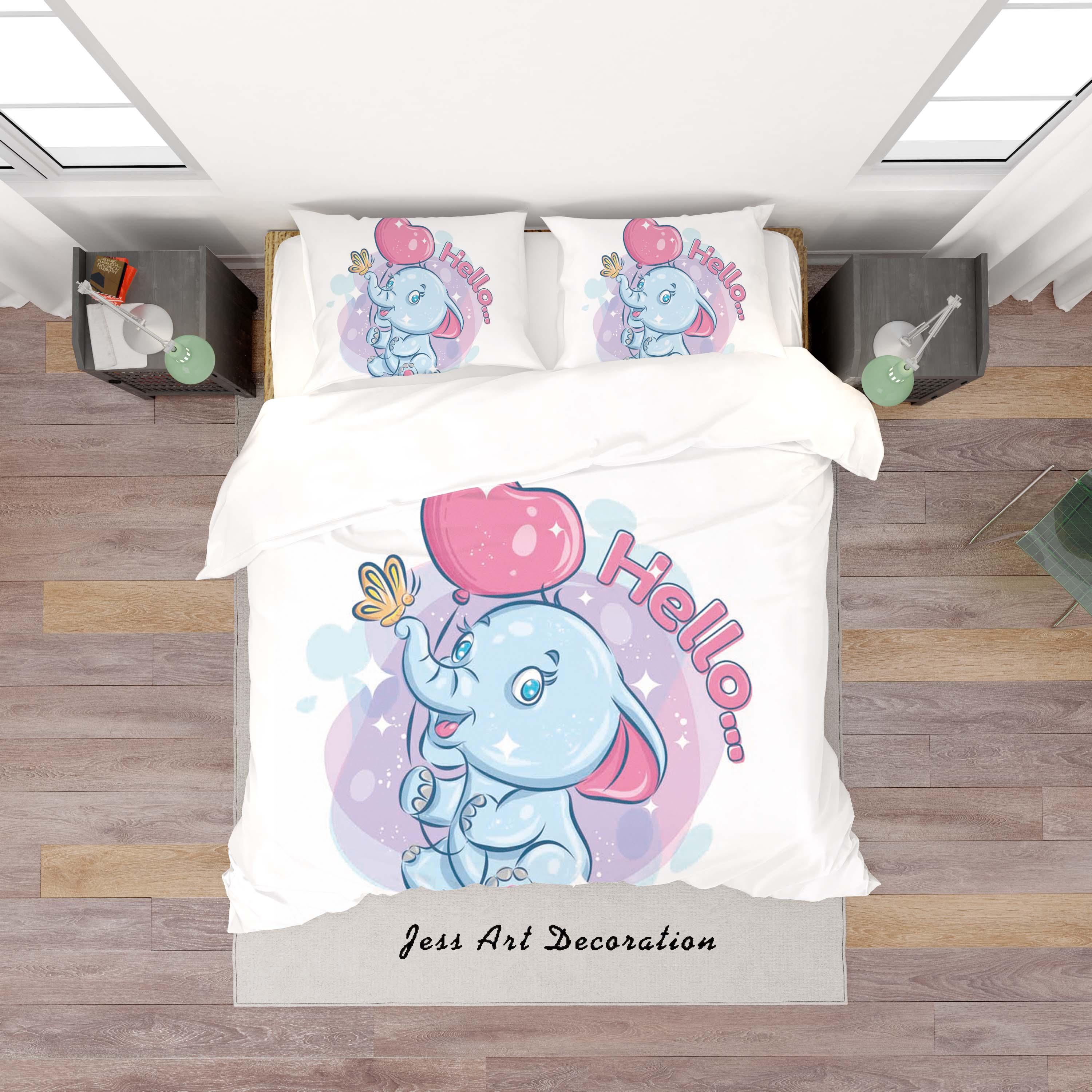3D White Elephant Quilt Cover Set Bedding Set Duvet Cover Pillowcases SF48- Jess Art Decoration