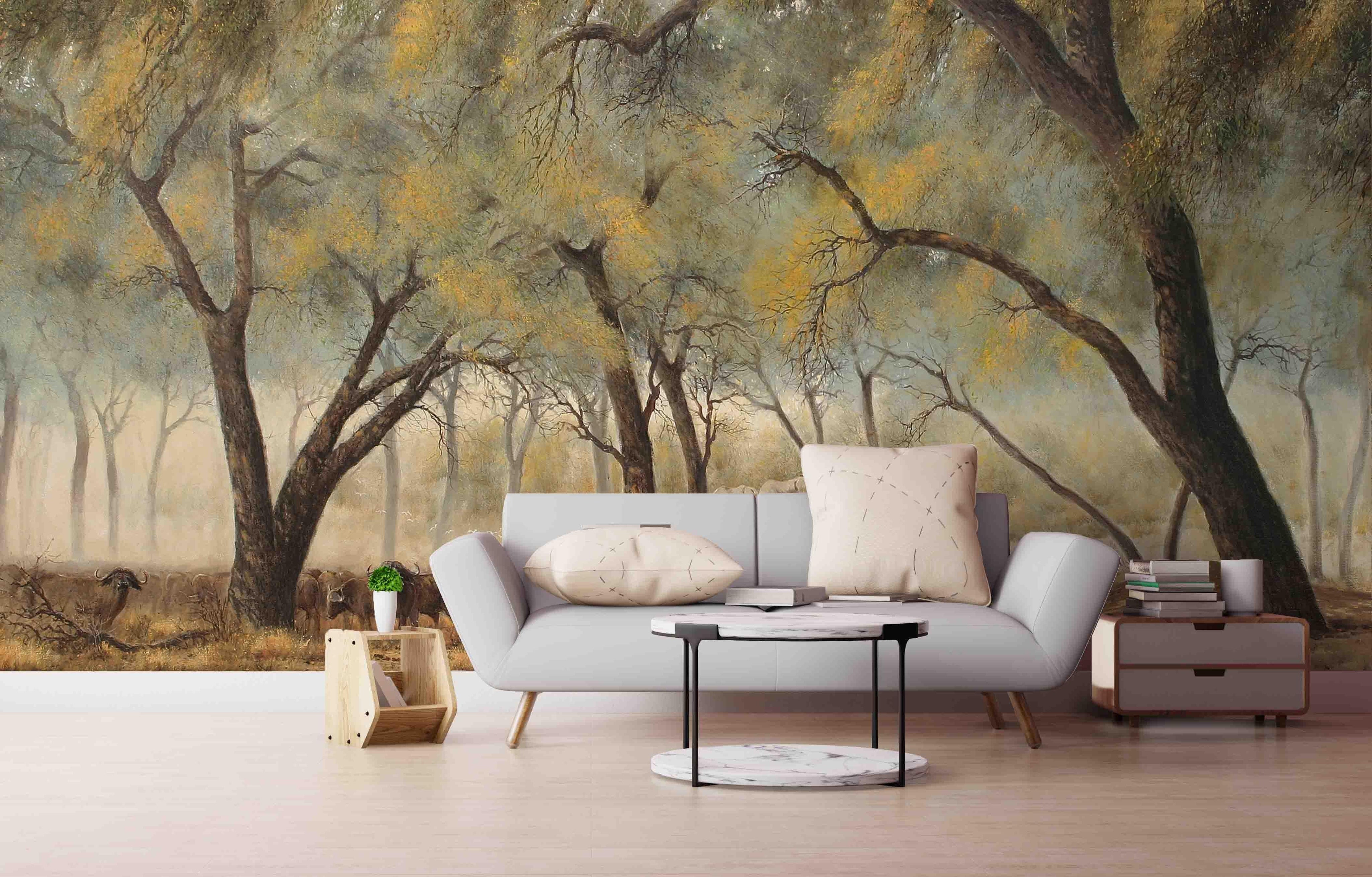 3D African Steppe Buffalo Herd Wall Mural Wallpaper 51- Jess Art Decoration