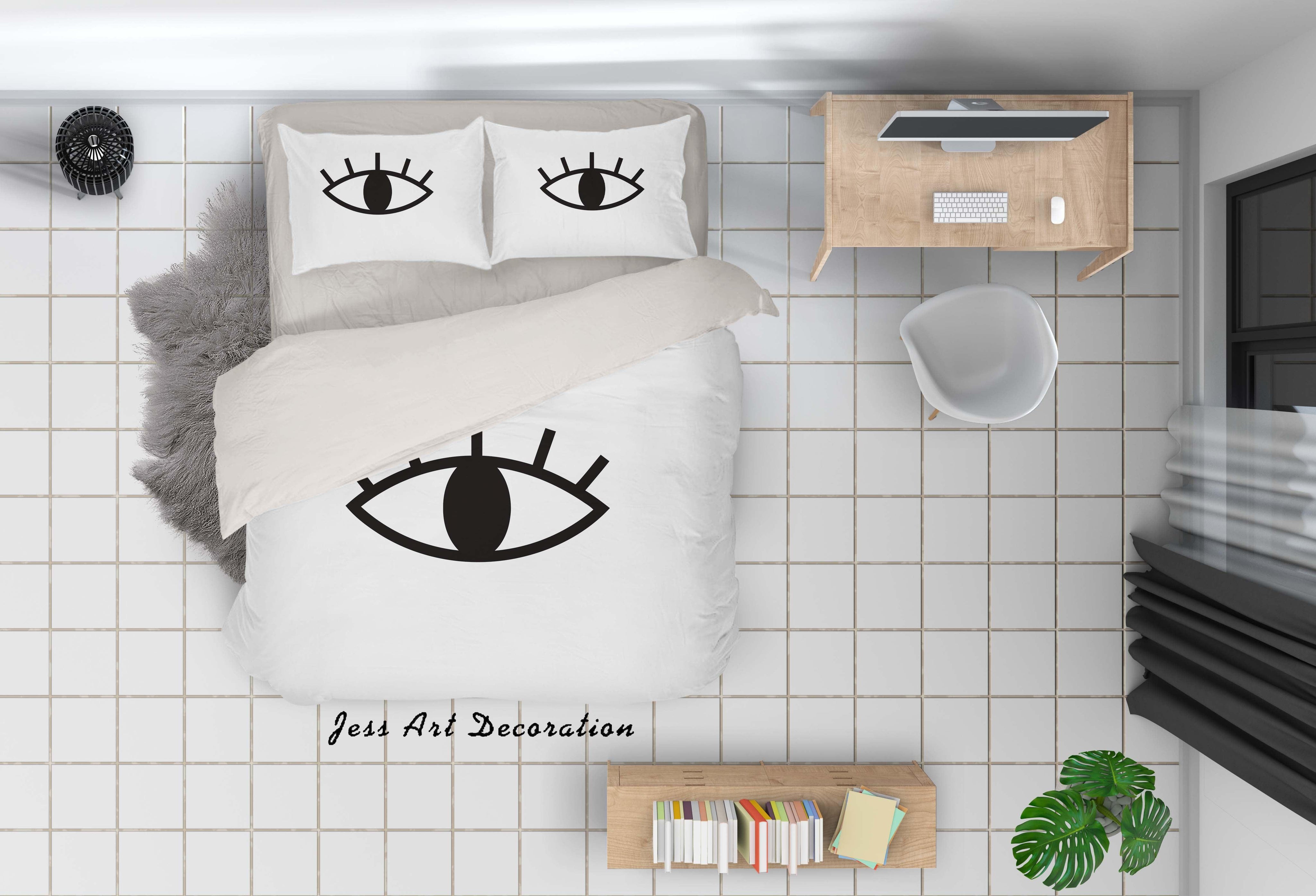 3D White Eyes Quilt Cover Set Bedding Set Pillowcases 52- Jess Art Decoration