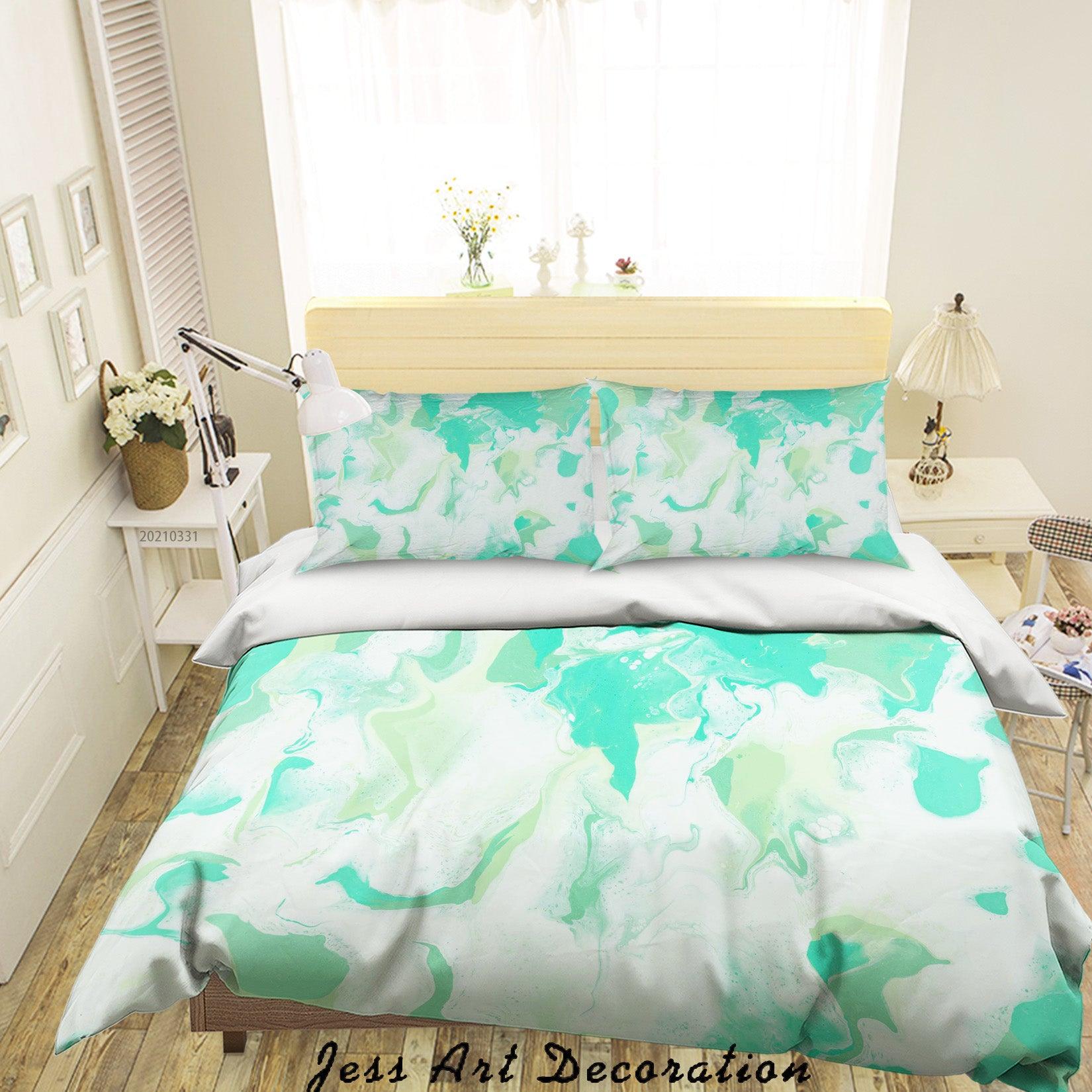 3D Abstract Green Marble Texture Quilt Cover Set Bedding Set Duvet Cover Pillowcases 266- Jess Art Decoration