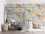 3D Watercolor Colorful Leaf Wall Mural Wallpaper GD 4774- Jess Art Decoration