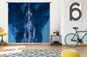 3D Blue Texture Pattern Curtains and Drapes GD 3268- Jess Art Decoration