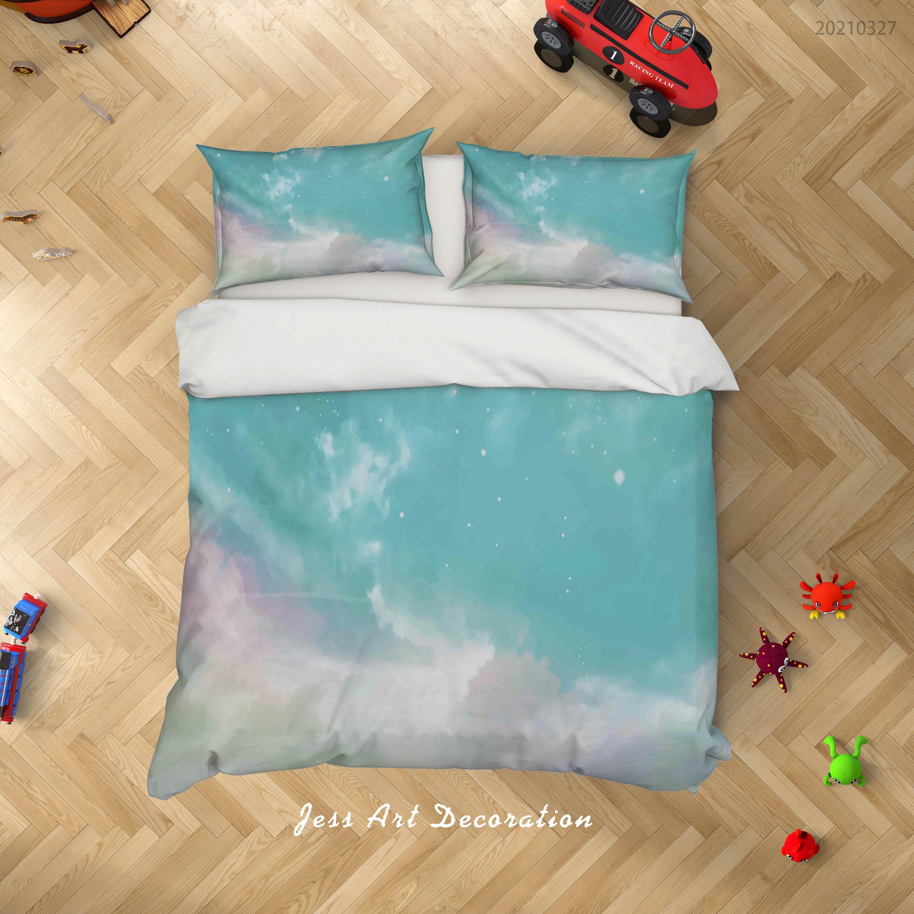 3D Watercolor Sky Cloud Quilt Cover Set Bedding Set Duvet Cover Pillowcases 57- Jess Art Decoration