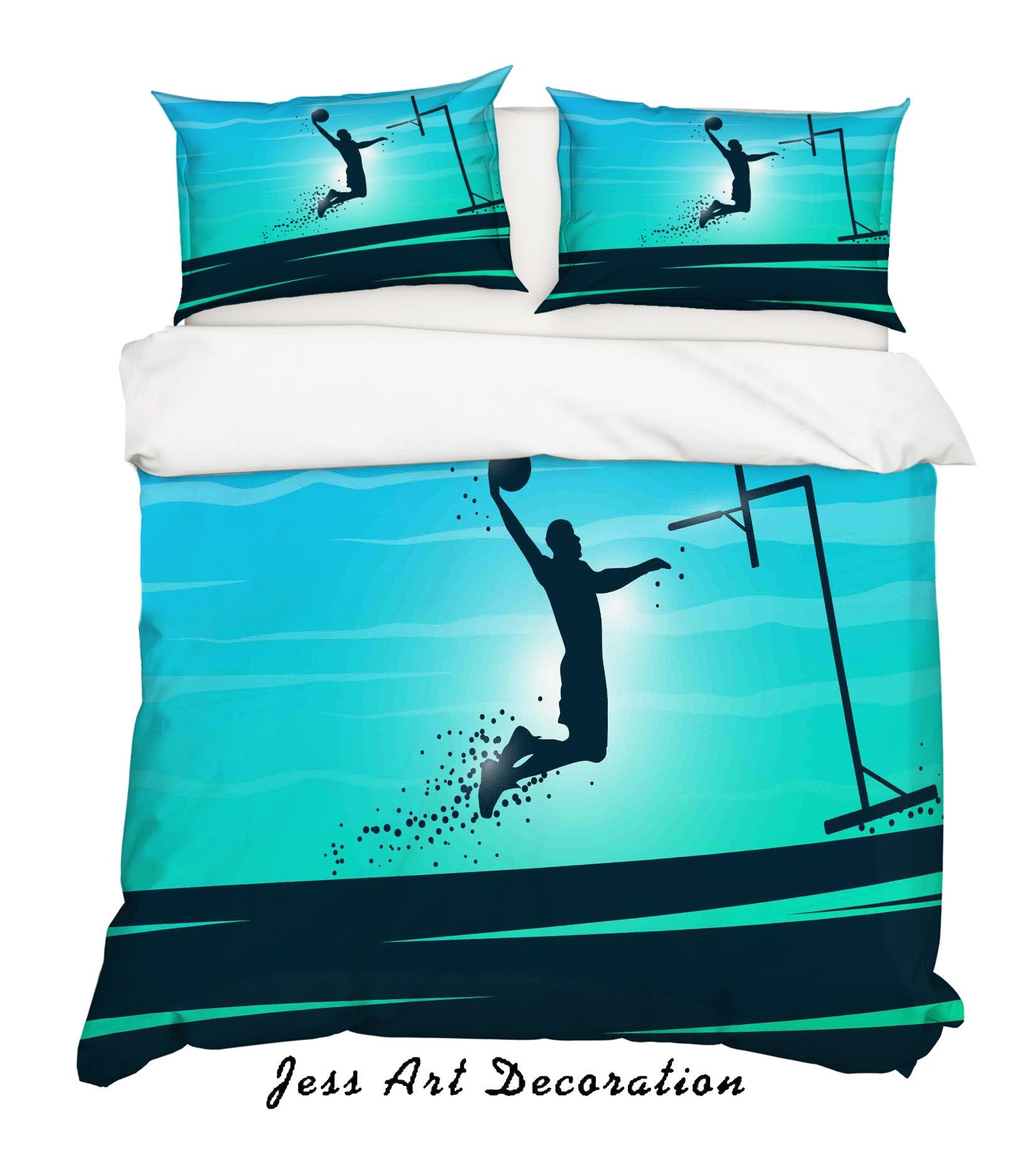 3D Blue Basketball Player Dunk Quilt Cover Set Bedding Set Pillowcases 52- Jess Art Decoration