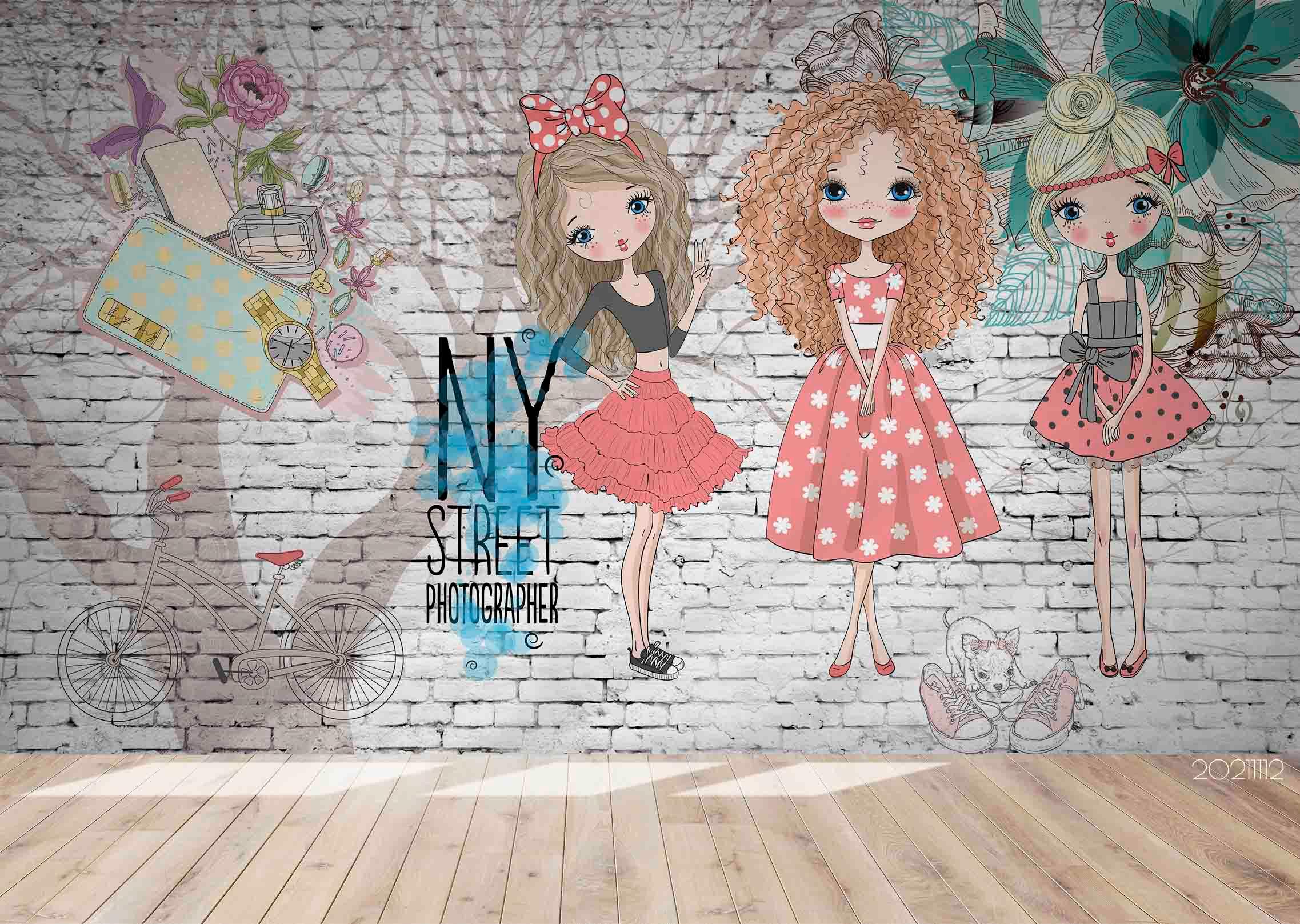 3D Cartoon Girl Illustration Wall Mural Wallpaper LQH 27- Jess Art Decoration