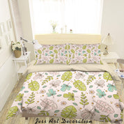 3D Pink Floral Leaves Quilt Cover Set Bedding Set Duvet Cover Pillowcases SF30- Jess Art Decoration