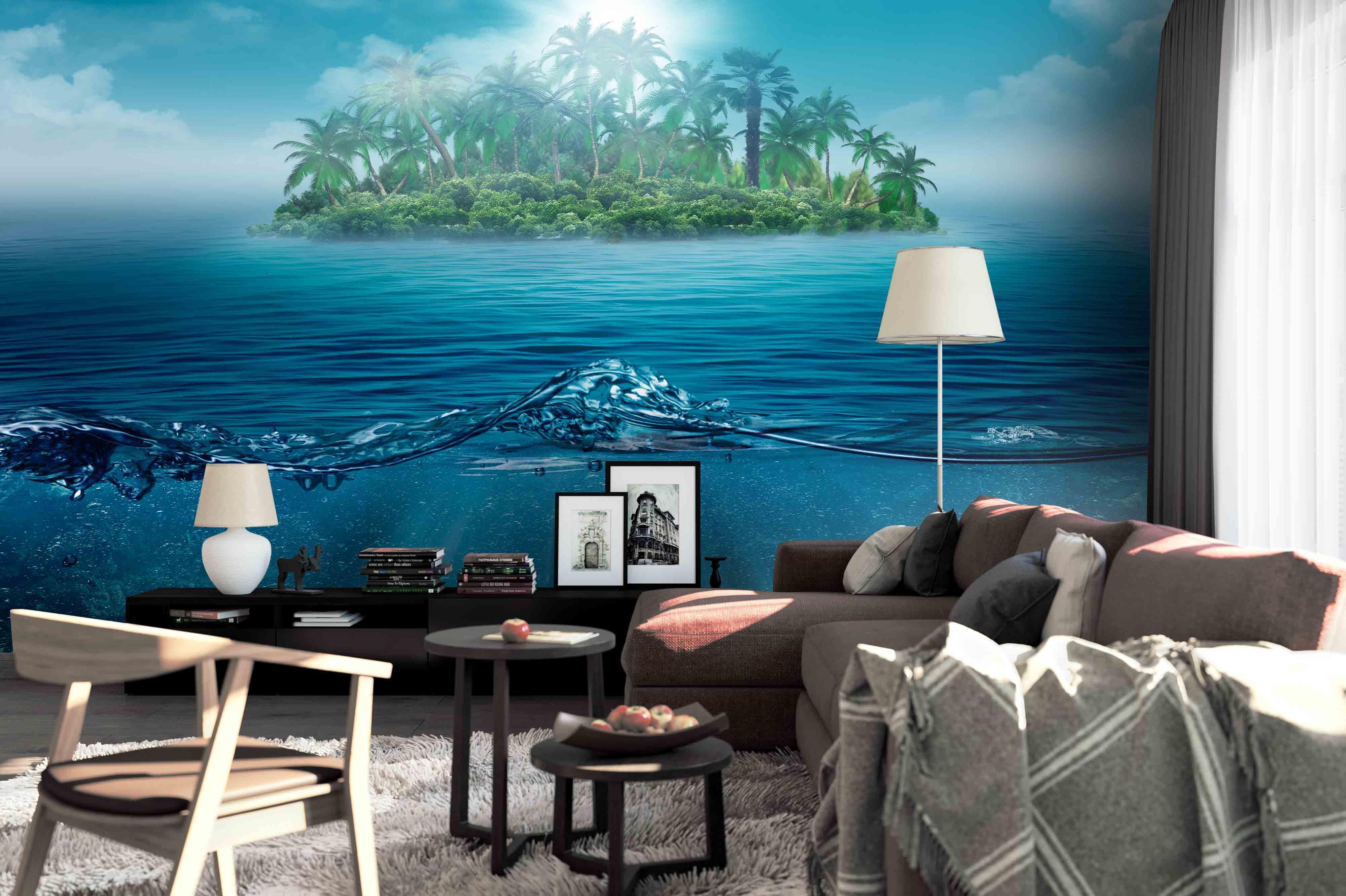3D Tropical Ocean Jungle Island Wall Mural Wallpaper 13- Jess Art Decoration