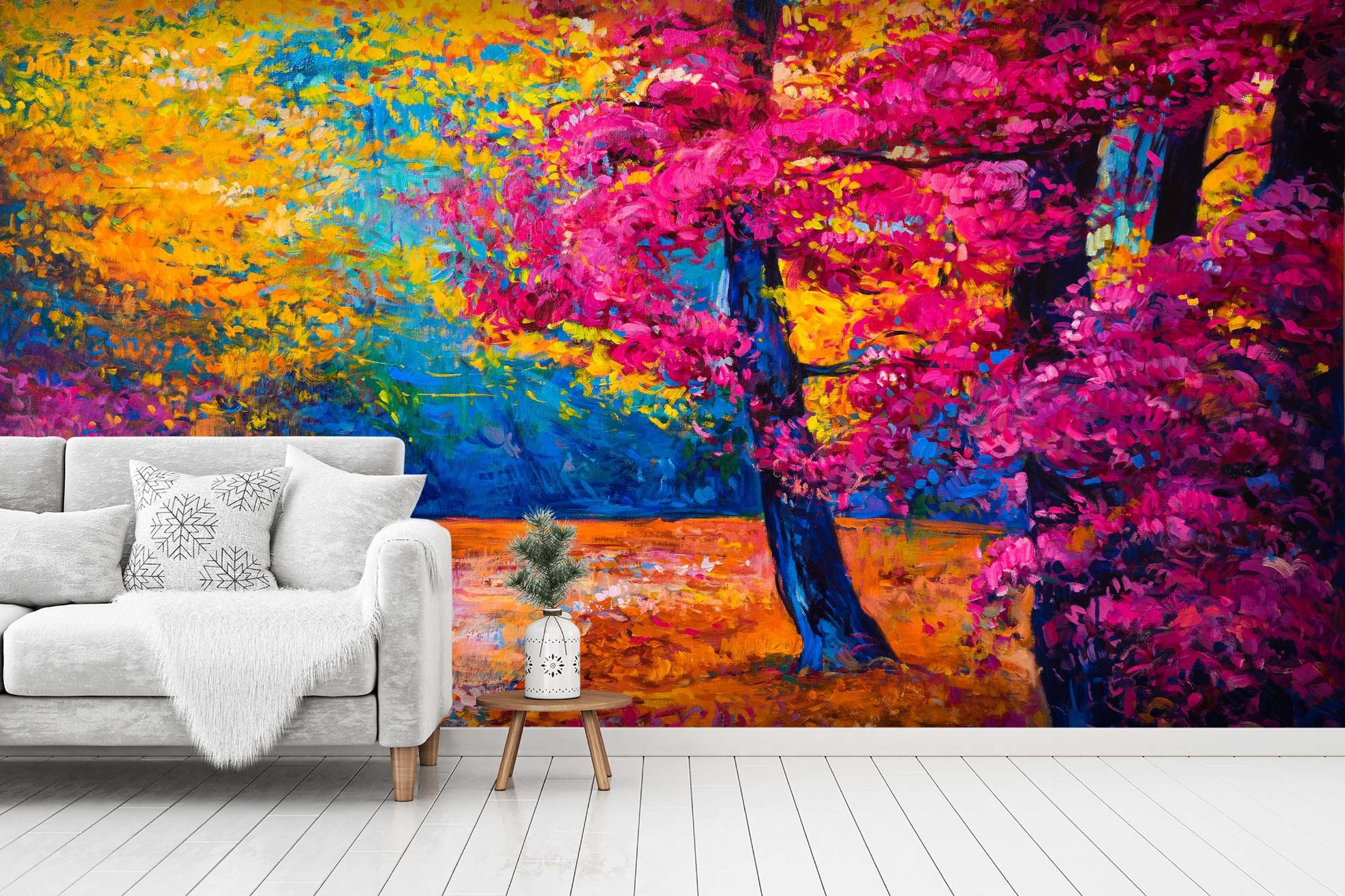 3D Trees Forest Oil Painting Wall Mural Wallpaper SF34- Jess Art Decoration