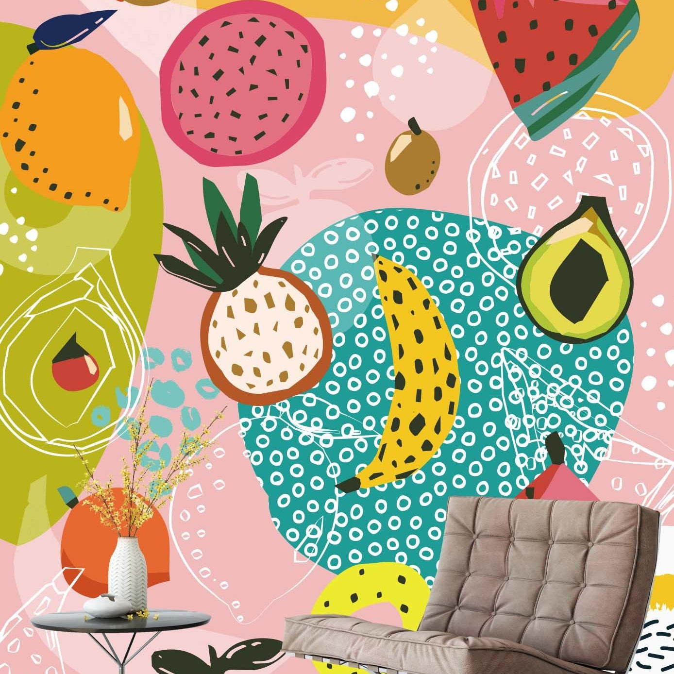 3D Hand Sketching Colorful Fruity Wall Mural Wallpaper LXL 1109- Jess Art Decoration