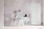 3D Pink Geometric Hexagon Wall Mural Wallpaper LQH 29- Jess Art Decoration