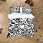 3D Abstract Illustration Art Doodle Quilt Cover Set Bedding Set Duvet Cover Pillowcases 93- Jess Art Decoration