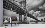 3D City View Building Chain Bridge Water Surface Dark Clouds Wall Mural Wallpaper GD 2461- Jess Art Decoration