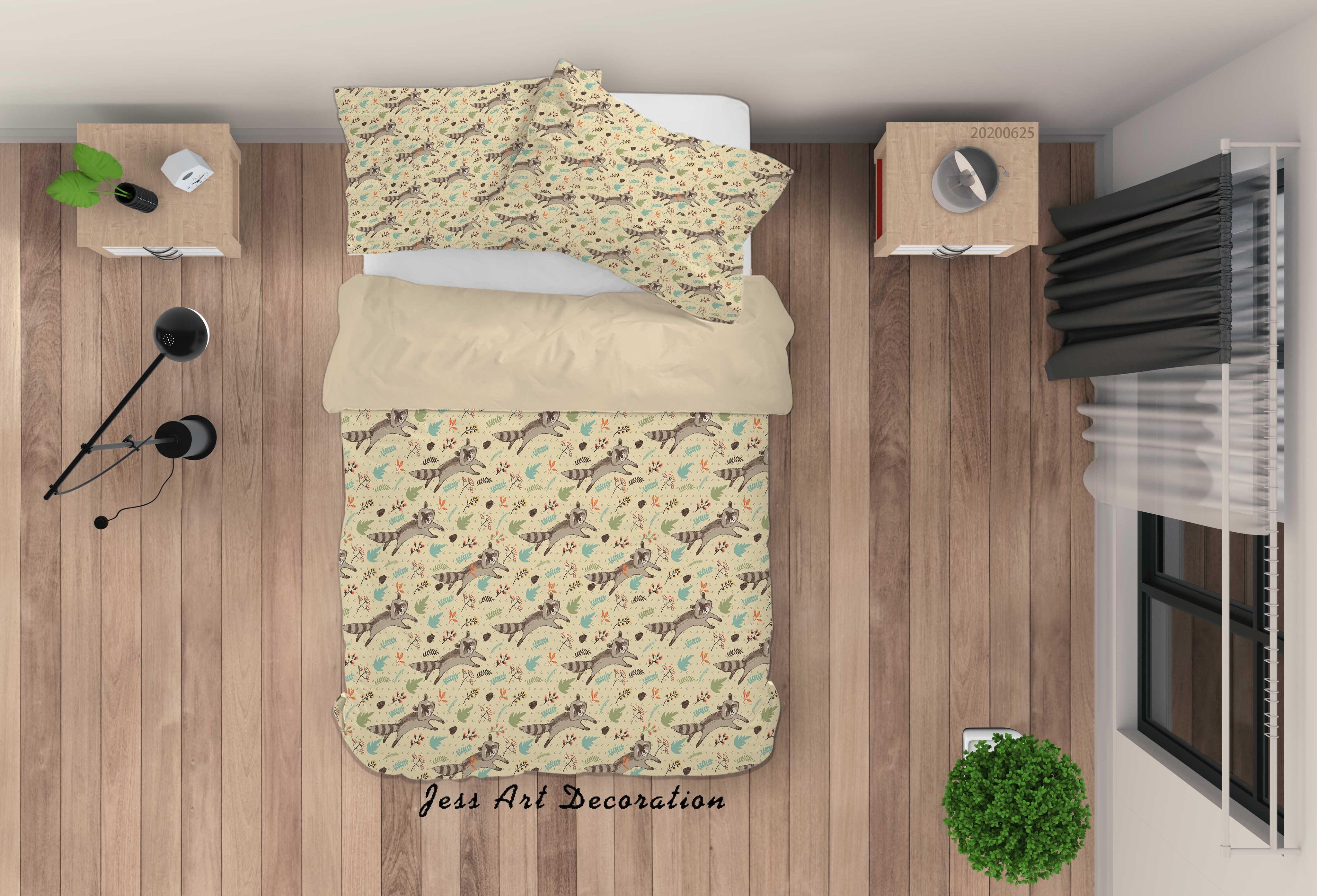 3D Yellow Tanuki Floral Quilt Cover Set Bedding Set Duvet Cover Pillowcases SF123- Jess Art Decoration