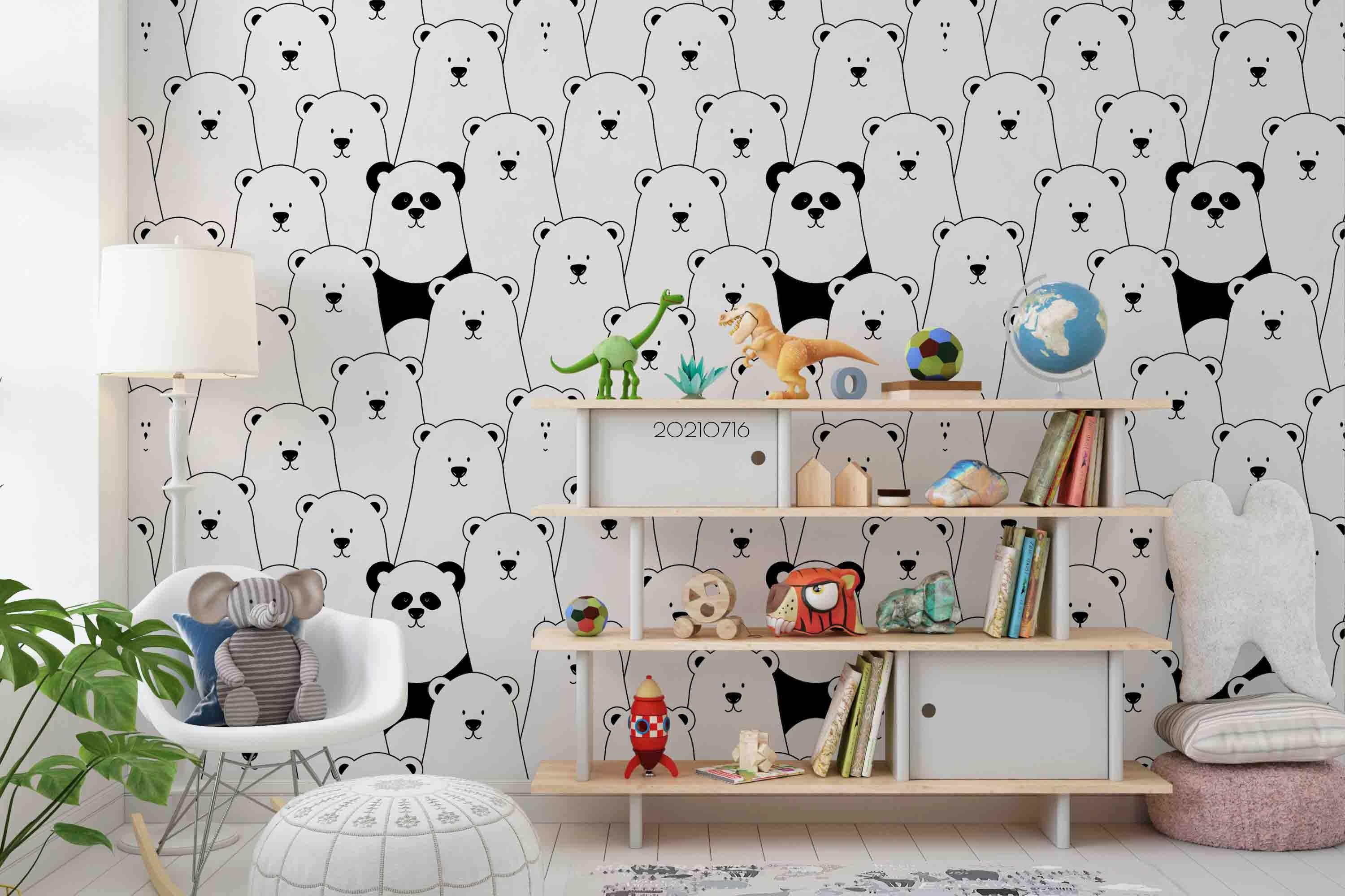 3D Cartoon Animal Bear Wall Mural Wallpaper LQH 228- Jess Art Decoration