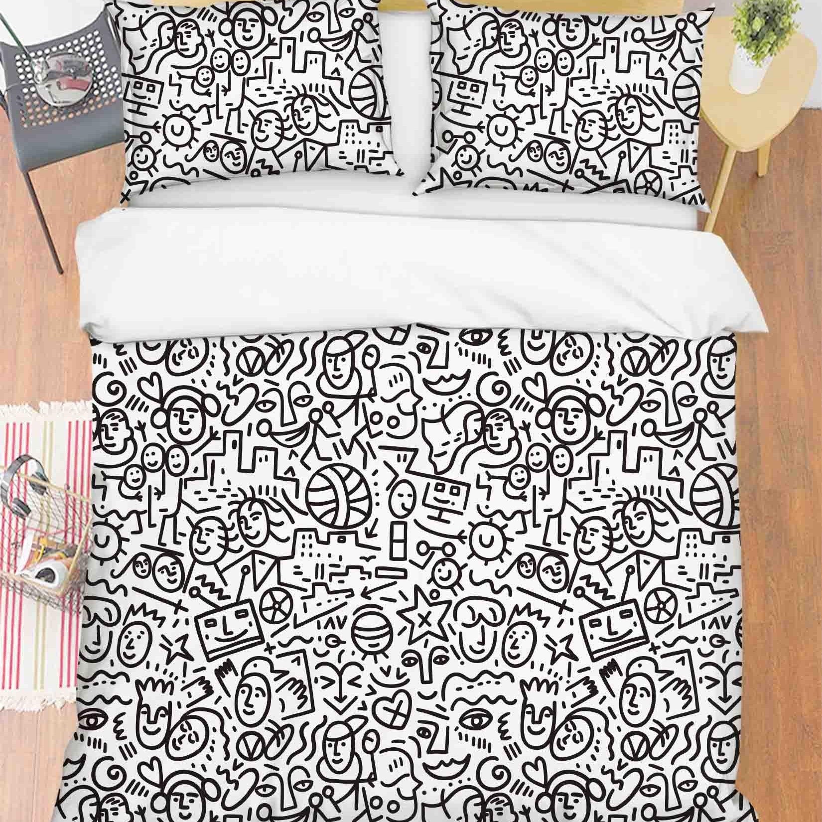 3D Abstract Comic Art Graffiti Quilt Cover Set Bedding Set Duvet Cover Pillowcases 8- Jess Art Decoration