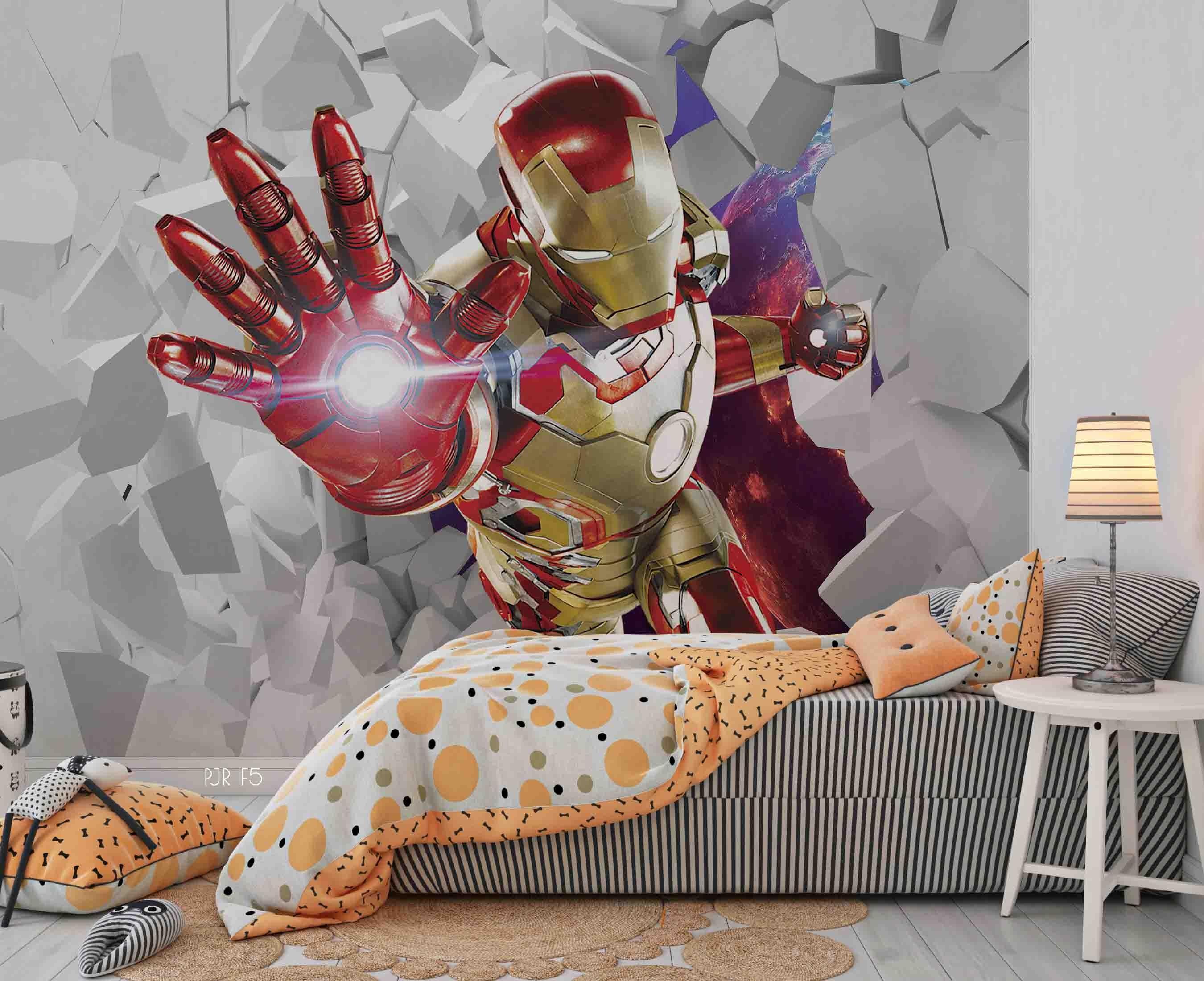3D Armoured Film Hero armoured superhero action mural wall mural wallpaper for kids room