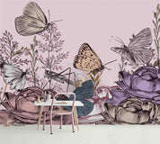 3D Hand Painted Flower Butterfly Wall Mural Wallpaper A095 LQH- Jess Art Decoration