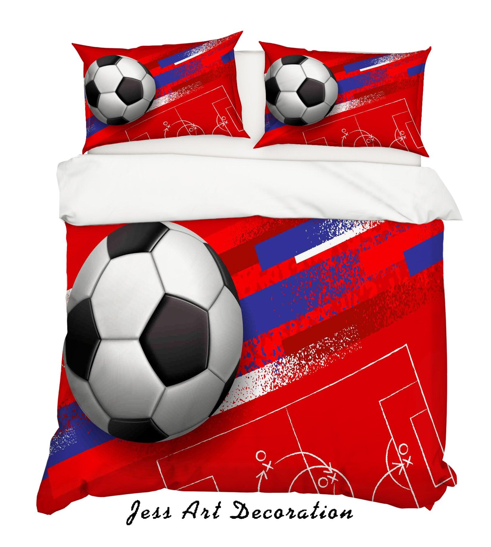 3D Red Football Soccer Quilt Cover Set Bedding Set Pillowcases 43- Jess Art Decoration