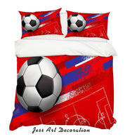 3D Red Football Soccer Quilt Cover Set Bedding Set Pillowcases 43- Jess Art Decoration