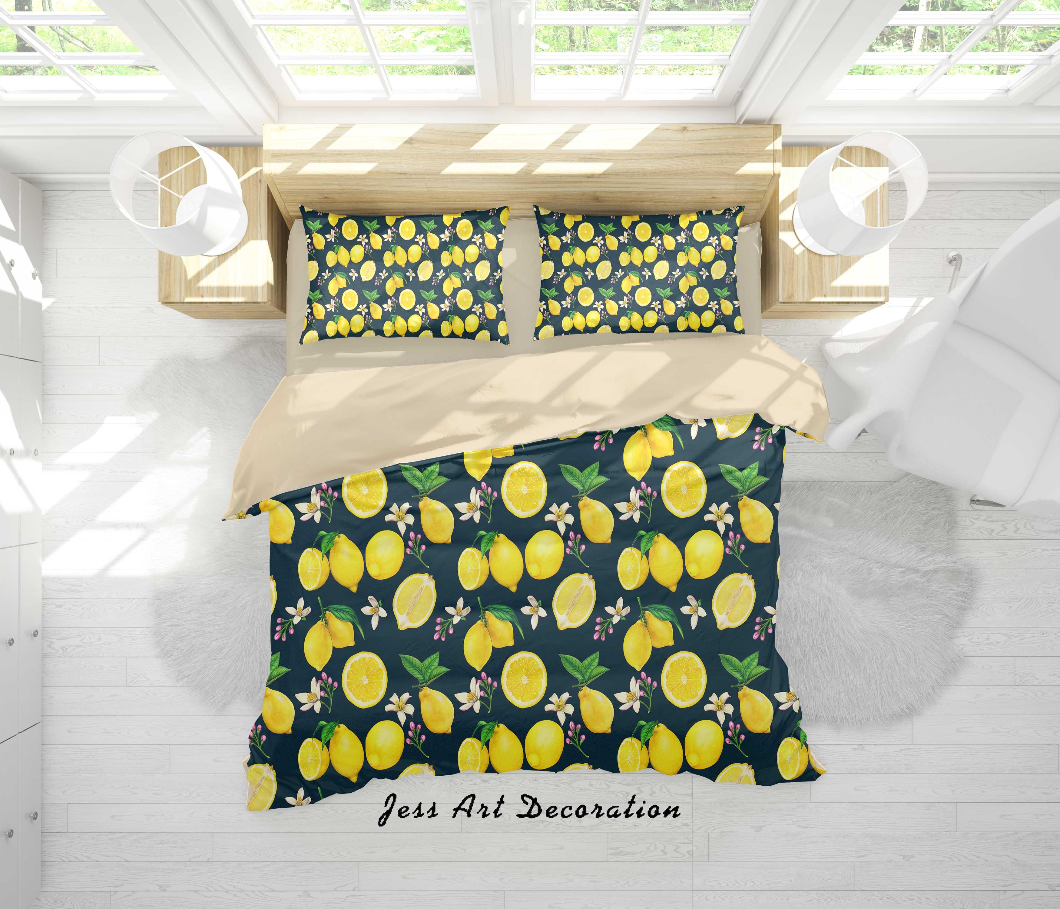 3D Yellow Lemon Quilt Cover Set Bedding Set Duvet Cover Pillowcases A350 LQH- Jess Art Decoration