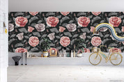 3D Hand Drawn Pink Rose Floral Wall Mural Wallpaper LQH 27- Jess Art Decoration