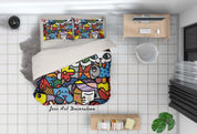 3D Graffiti Elephant Orange Quilt Cover Set Bedding Set Duvet Cover Pillowcases LXL- Jess Art Decoration