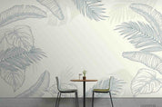 3D Hand  Draw Palm Leaf Linear Wall Mural Wallpaper SWW746- Jess Art Decoration