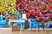 3D Colorful Abstract Robot Graffiti Wall Mural Wallpaper B87- Jess Art Decoration