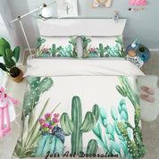 3D Watercolor Green Cactus Quilt Cover Set Bedding Set Pillowcases 87- Jess Art Decoration