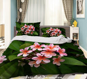 3D Pink Frangipani Floral Quilt Cover Set Bedding Set Duvet Cover Pillowcases 232- Jess Art Decoration