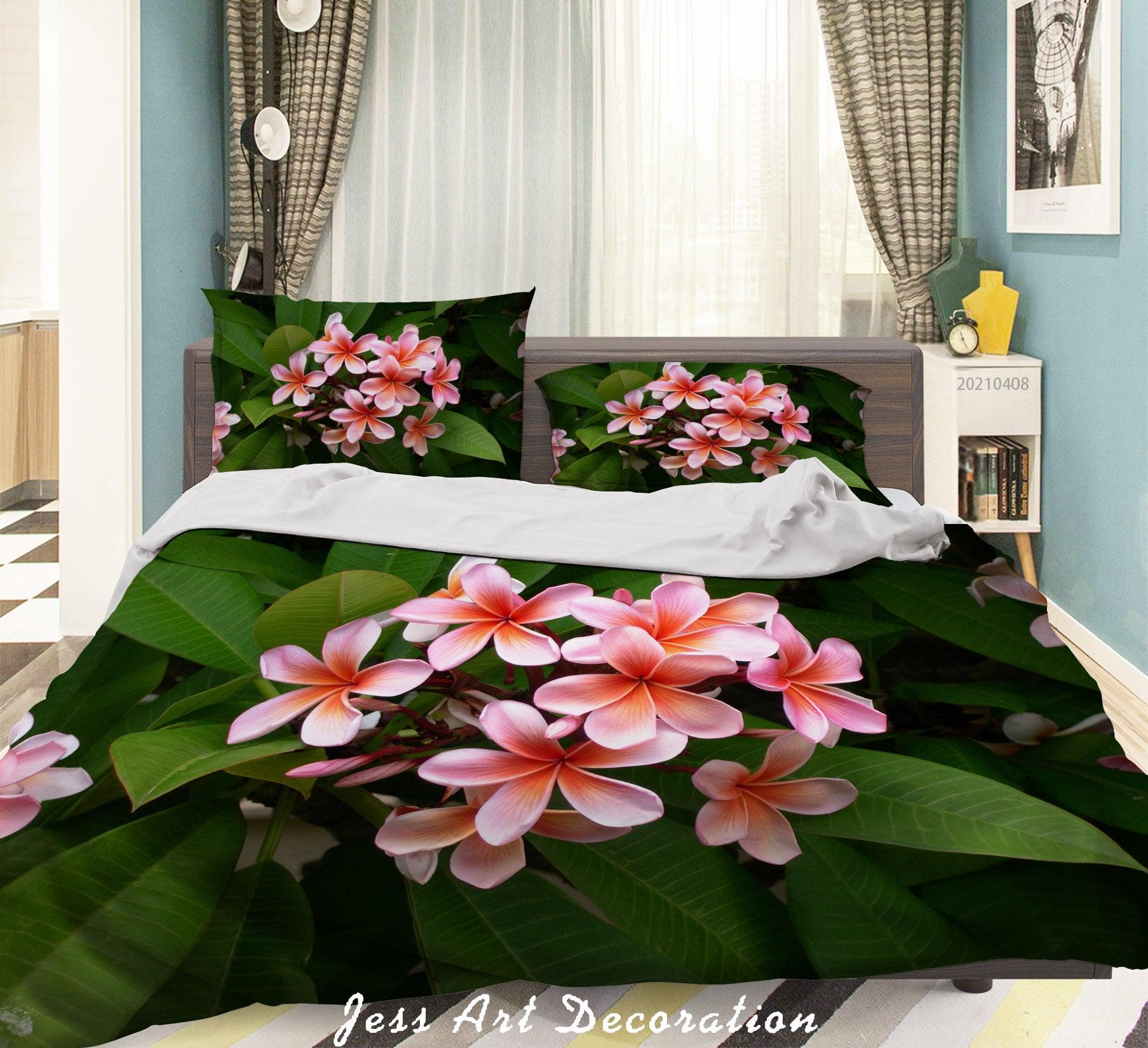 3D Pink Frangipani Floral Quilt Cover Set Bedding Set Duvet Cover Pillowcases 232- Jess Art Decoration