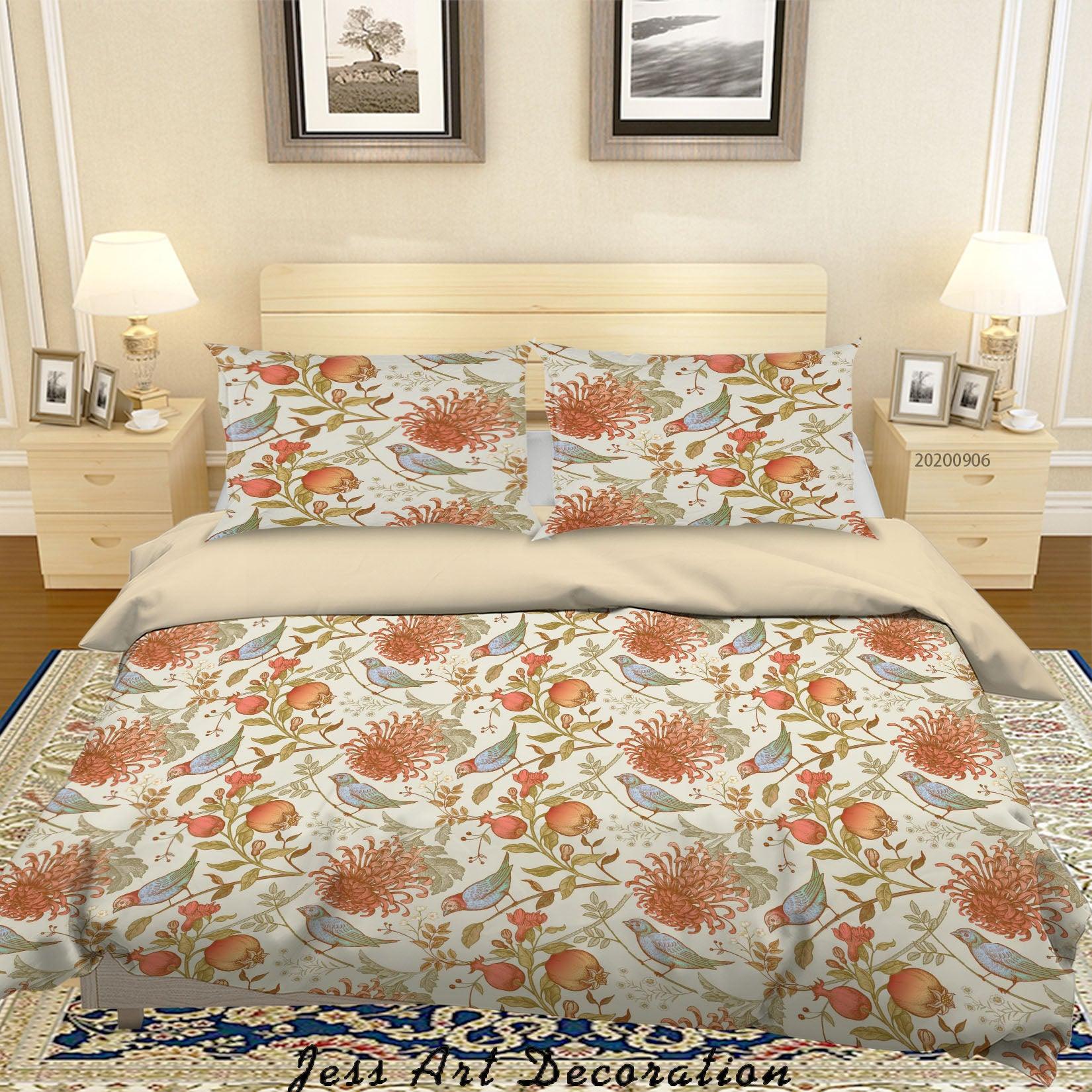 3D Vintage Leaves Red Floral Pattern Quilt Cover Set Bedding Set Duvet Cover Pillowcases WJ 3629- Jess Art Decoration