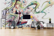 3D Butterfly Anime Girl butterfly anime girl mural wall mural wallpaper for teen room