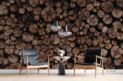 3D Log Wood Texture stacked log wood texture wall mural wallpaper for dining room