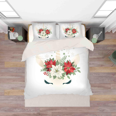 3D Unicorn Floral Quilt Cover Set Bedding Set Pillowcases 76- Jess Art Decoration