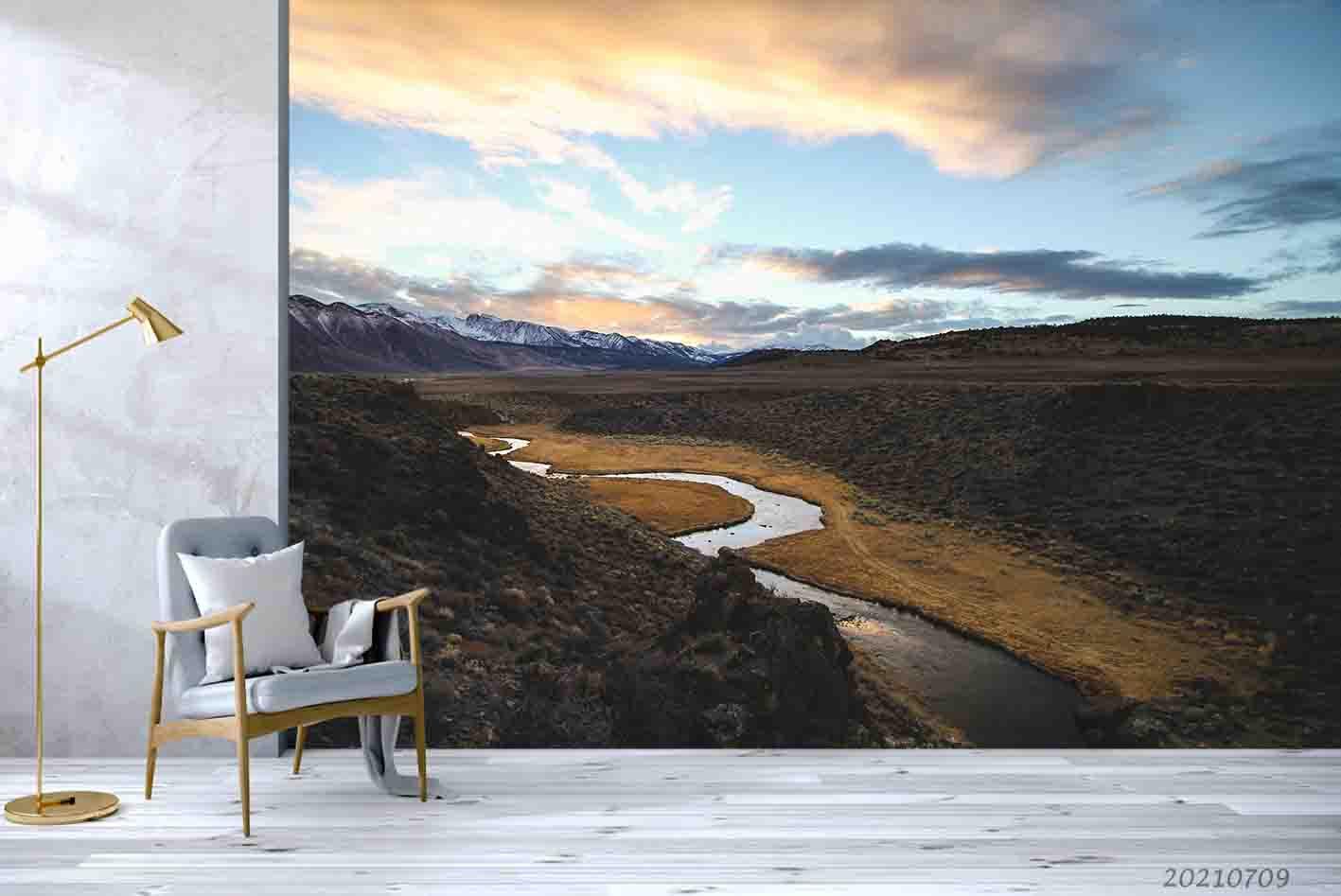 3D Winding Rivers Plain Wall Mural Wallpaper SWW4015- Jess Art Decoration