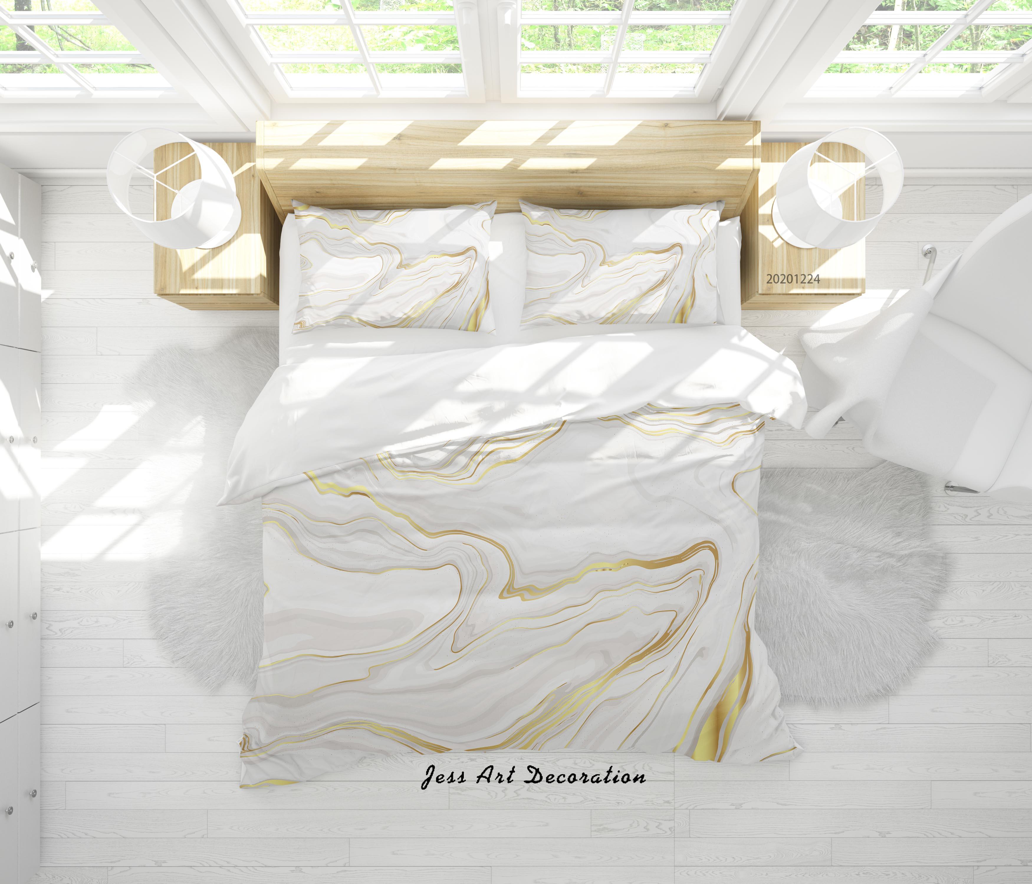 3D Watercolor White Marble Quilt Cover Set Bedding Set Duvet Cover Pillowcases 69 LQH- Jess Art Decoration