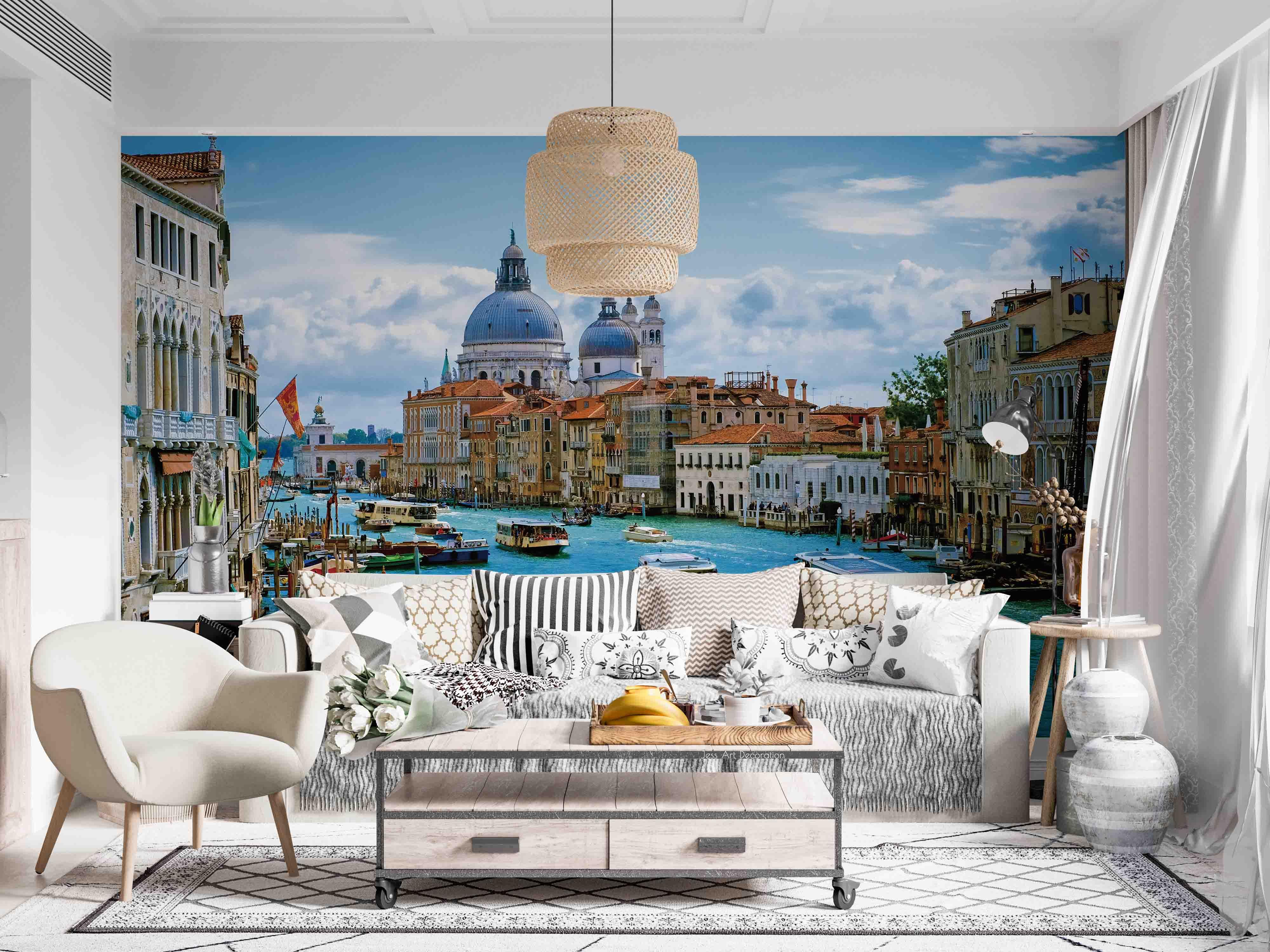 3D Europe City Building Canal Ship Wall Mural Wallpaper GD 3179- Jess Art Decoration