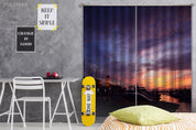 3D Beautiful Sunset Harbor Cloudy Curtains and Drapes GD 3721- Jess Art Decoration