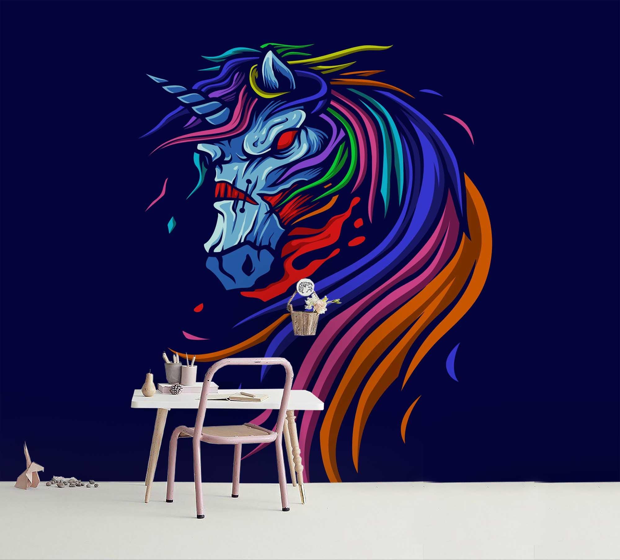 3D Abstract Colorful Unicorn Wall Mural Wallpaper 17 LQH- Jess Art Decoration