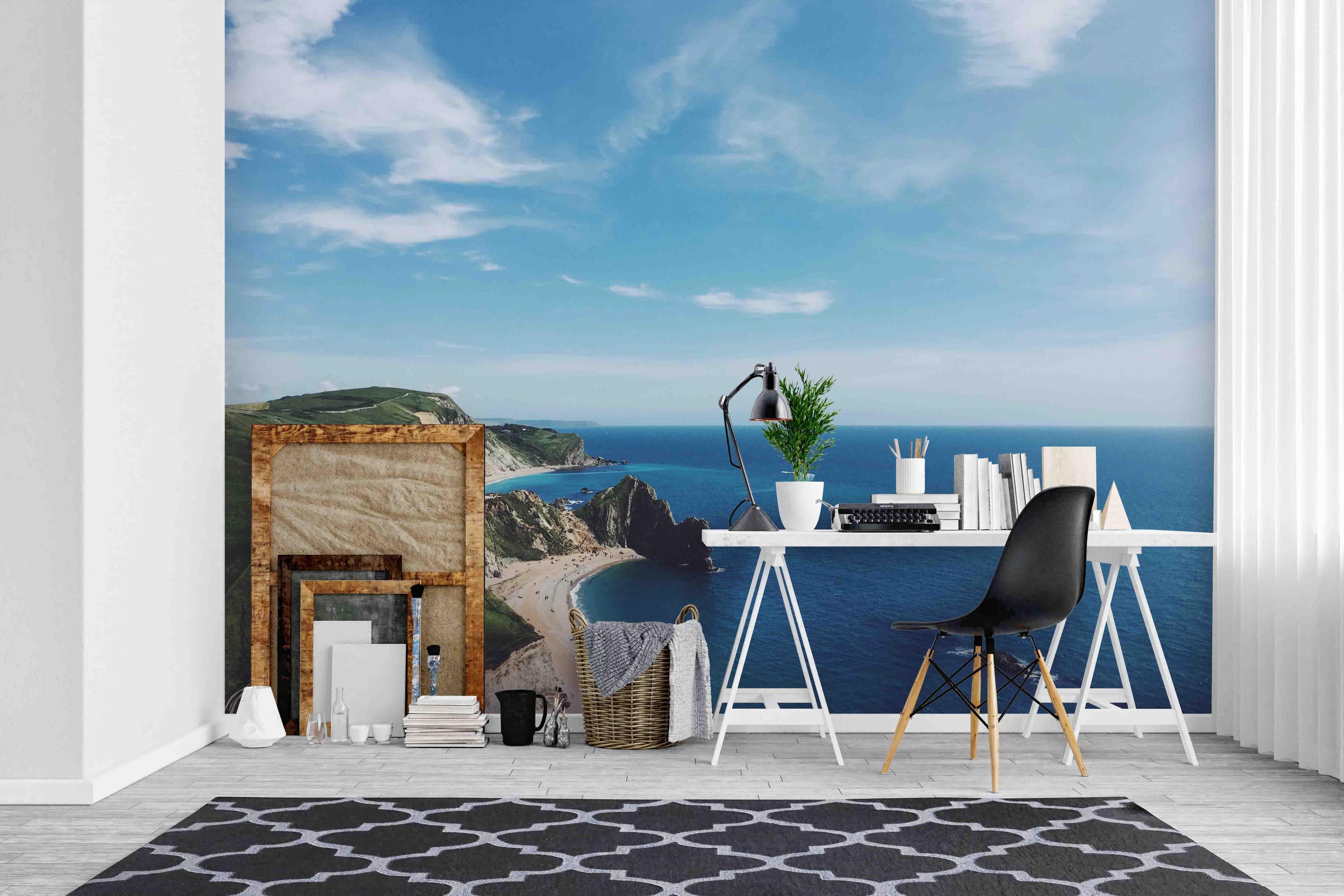 3D Blue Landscape Sea Coastal Wall Mural Wallpaper SF47- Jess Art Decoration