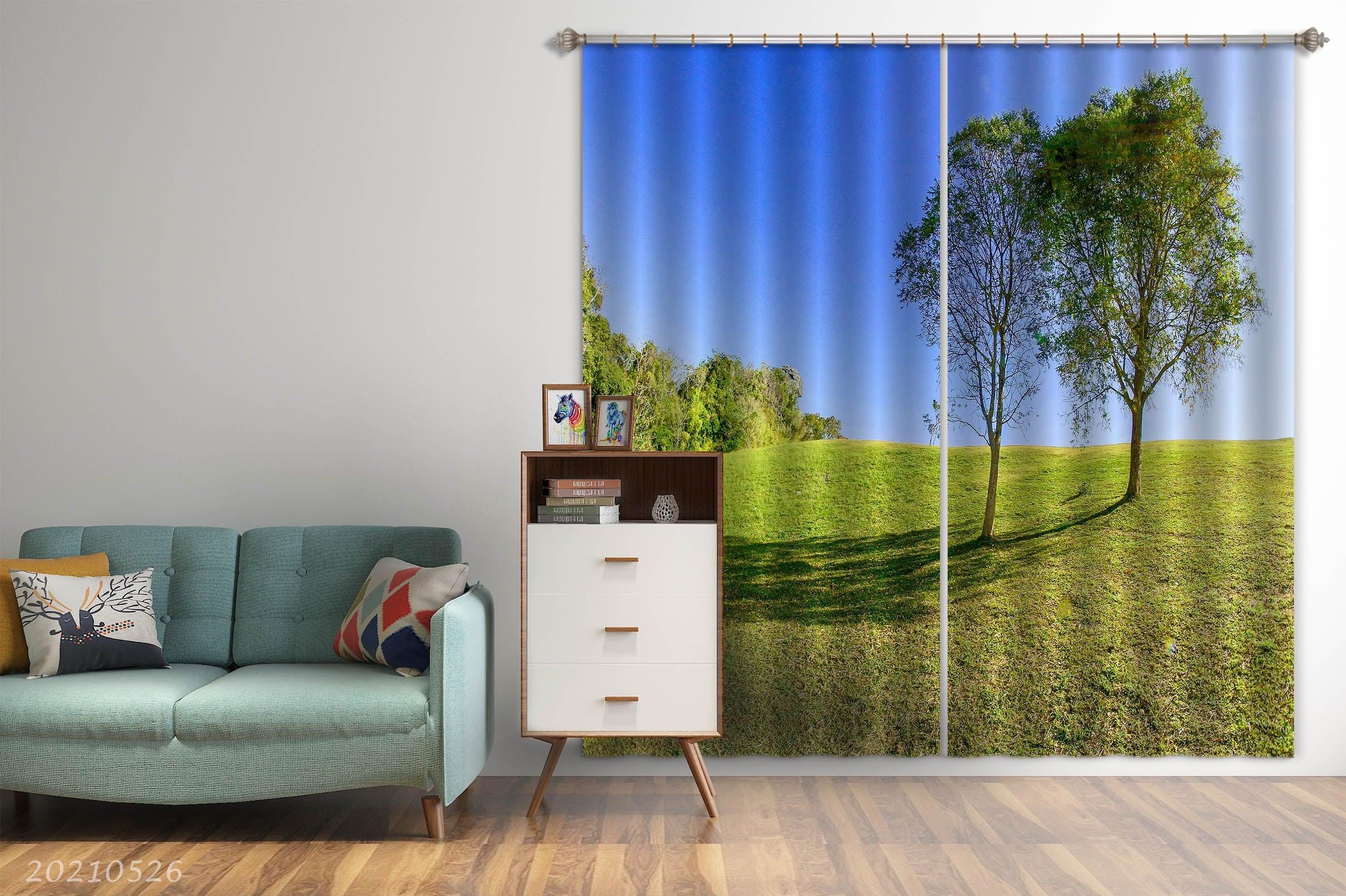 3D Countryside Meadow Woods Curtains and Drapes GD 427- Jess Art Decoration