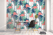 3D Flamingo Coconut Tree Wall Mural Wallpaper 15- Jess Art Decoration