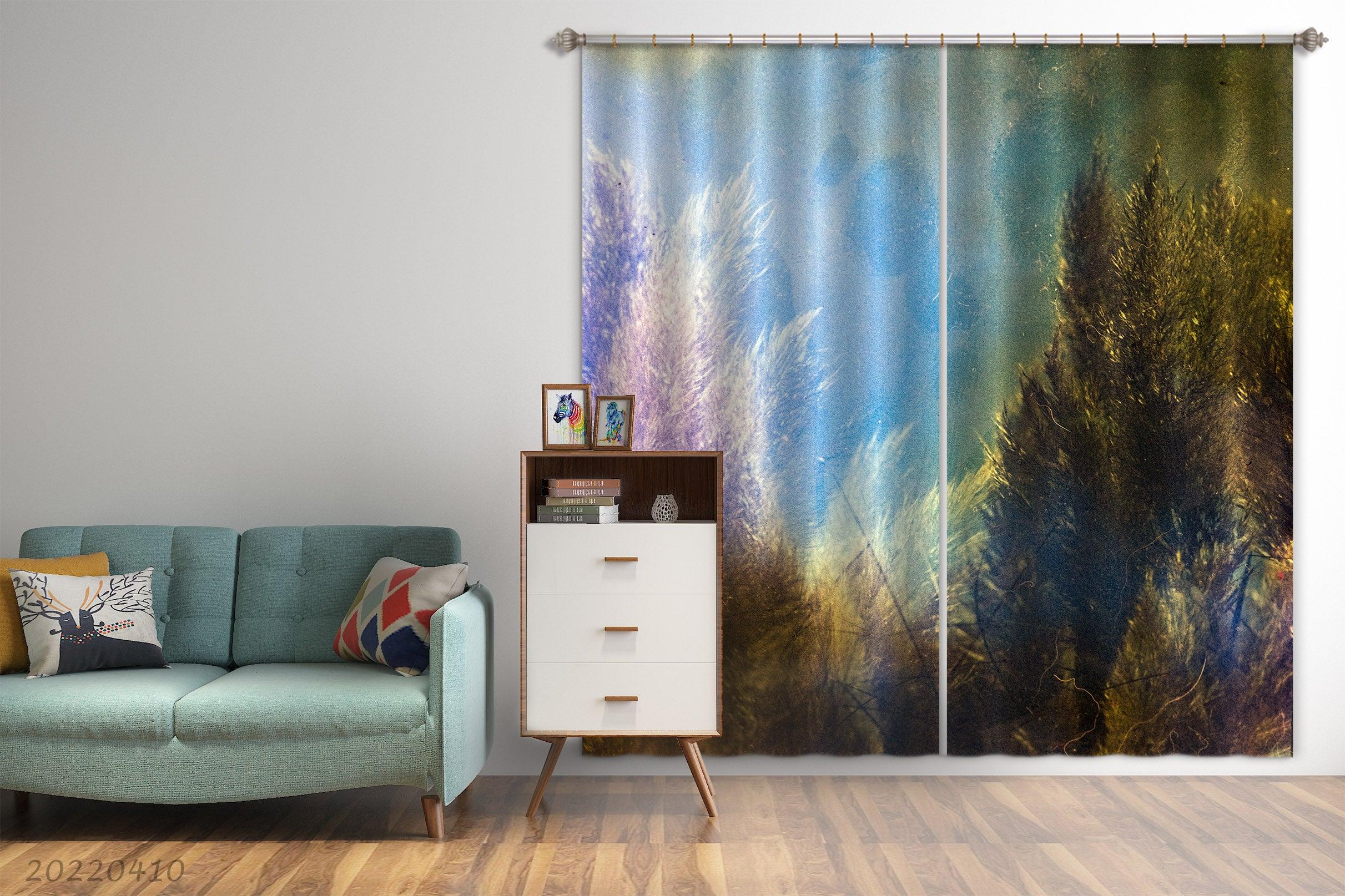 3D Woods Trees Painting Art Curtains and Drapes GD 3997- Jess Art Decoration