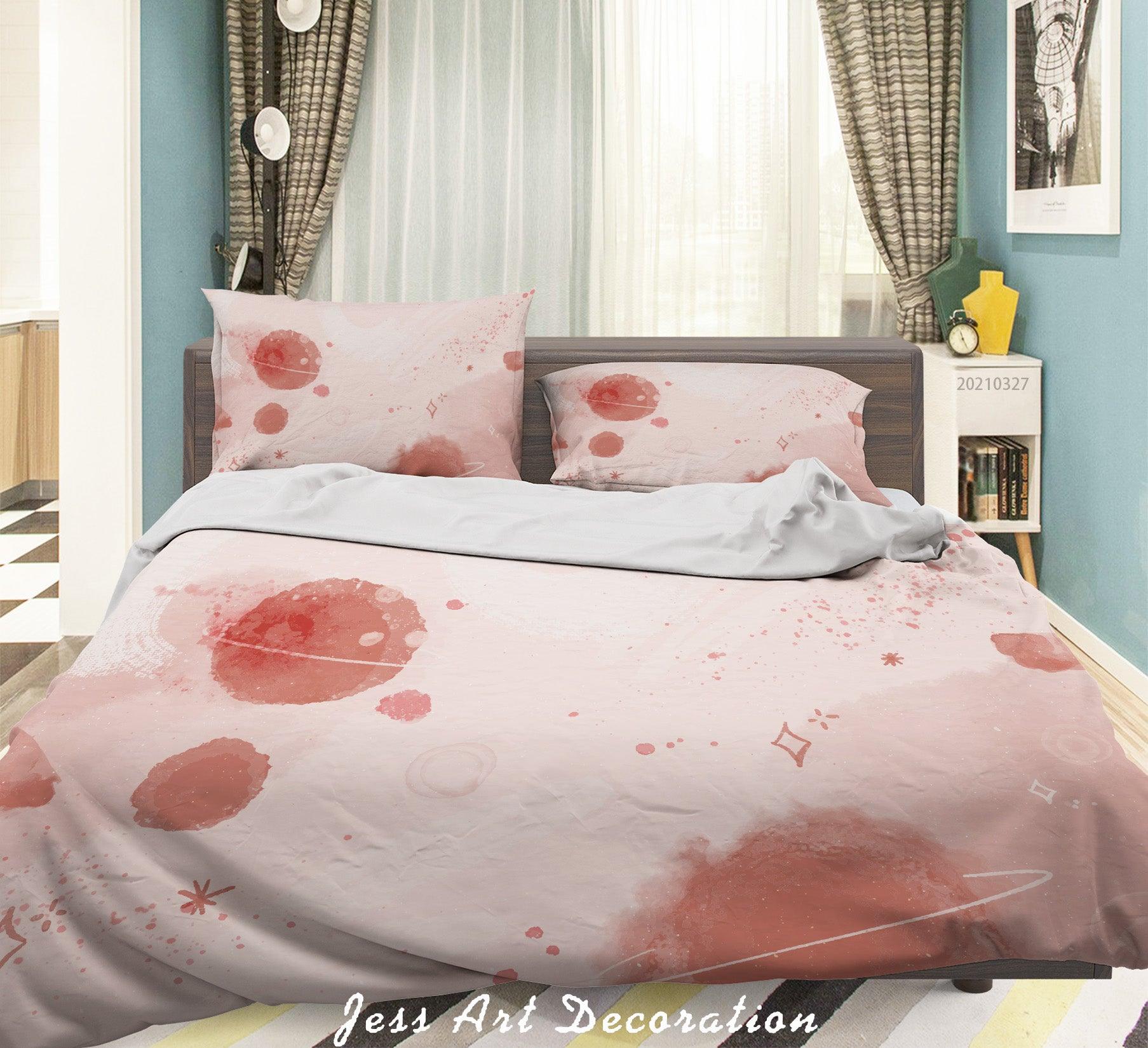3D Watercolor Space Planet Quilt Cover Set Bedding Set Duvet Cover Pillowcases 24- Jess Art Decoration